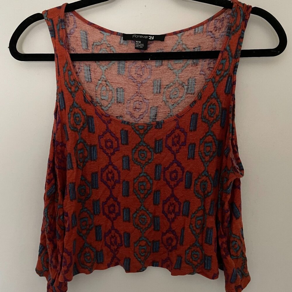 Slouchy Forever 21 Western pattern crop top